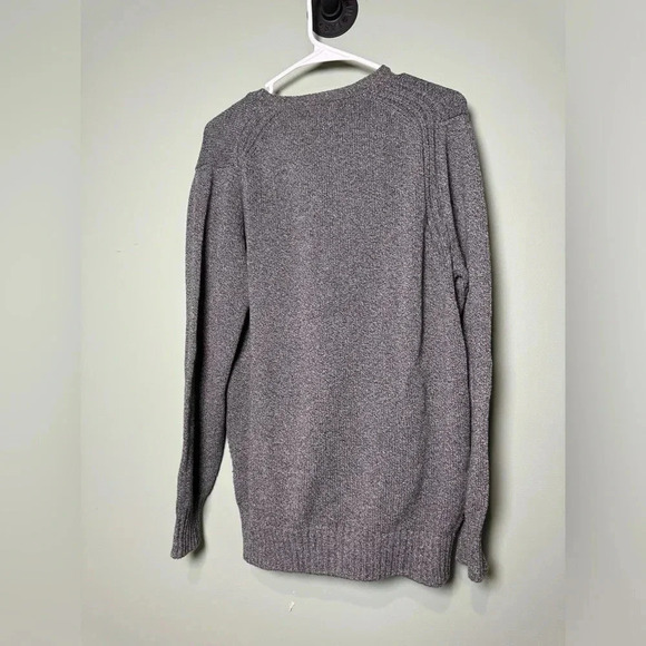 Zara Mens Crew Neck Sweater L Long Sleeve Gray Heathered Stretch Medium Weight - Picture 3 of 5